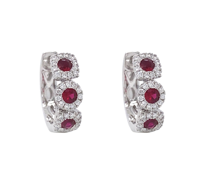 18kt White Gold Diamond And Ruby Earrings