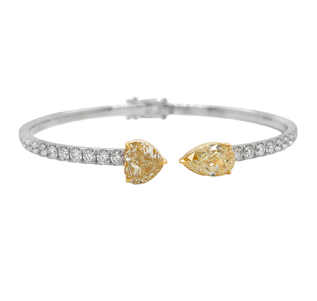18Kt Yellow and White Gold Yellow Diamond Bangle