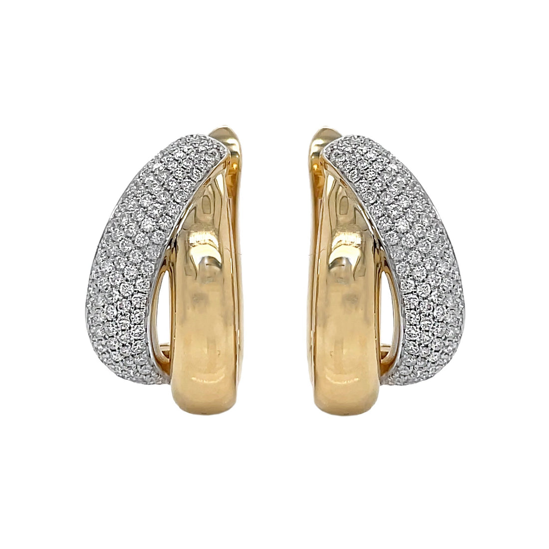 18kt Yellow and White Gold Diamond Criss-cross Earrings