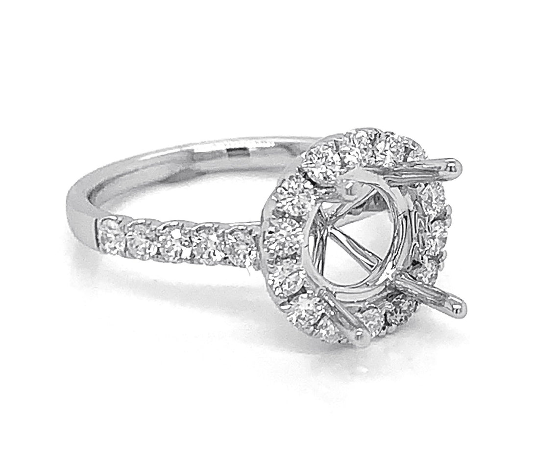 18kt White Gold Diamond Halo Semi Mount