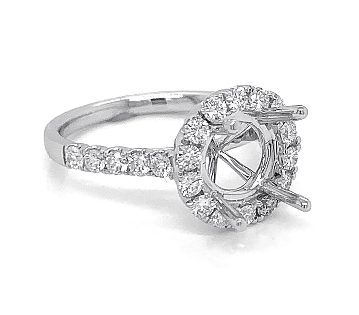 18kt White Gold Diamond Halo Semi Mount