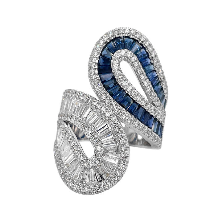 18kt White Gold Diamond and Blue Sapphire Ring