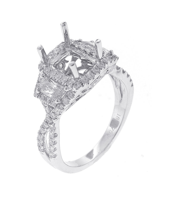 18kt White Gold Diamond Semi Mount