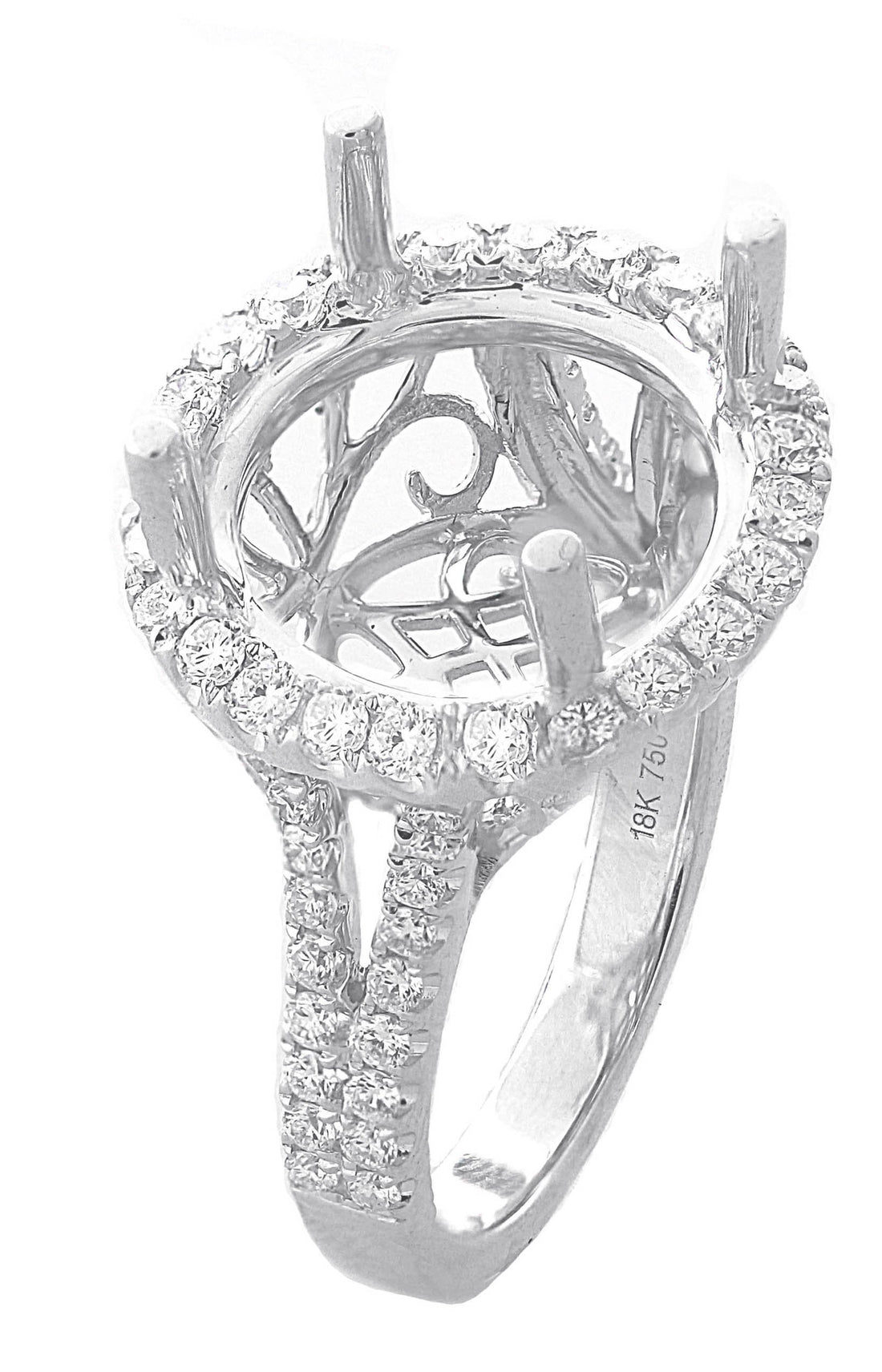 18kt White Gold Diamond Halo Semi Mount