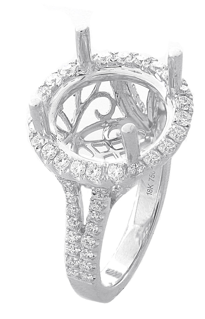 18kt White Gold Diamond Halo Semi Mount