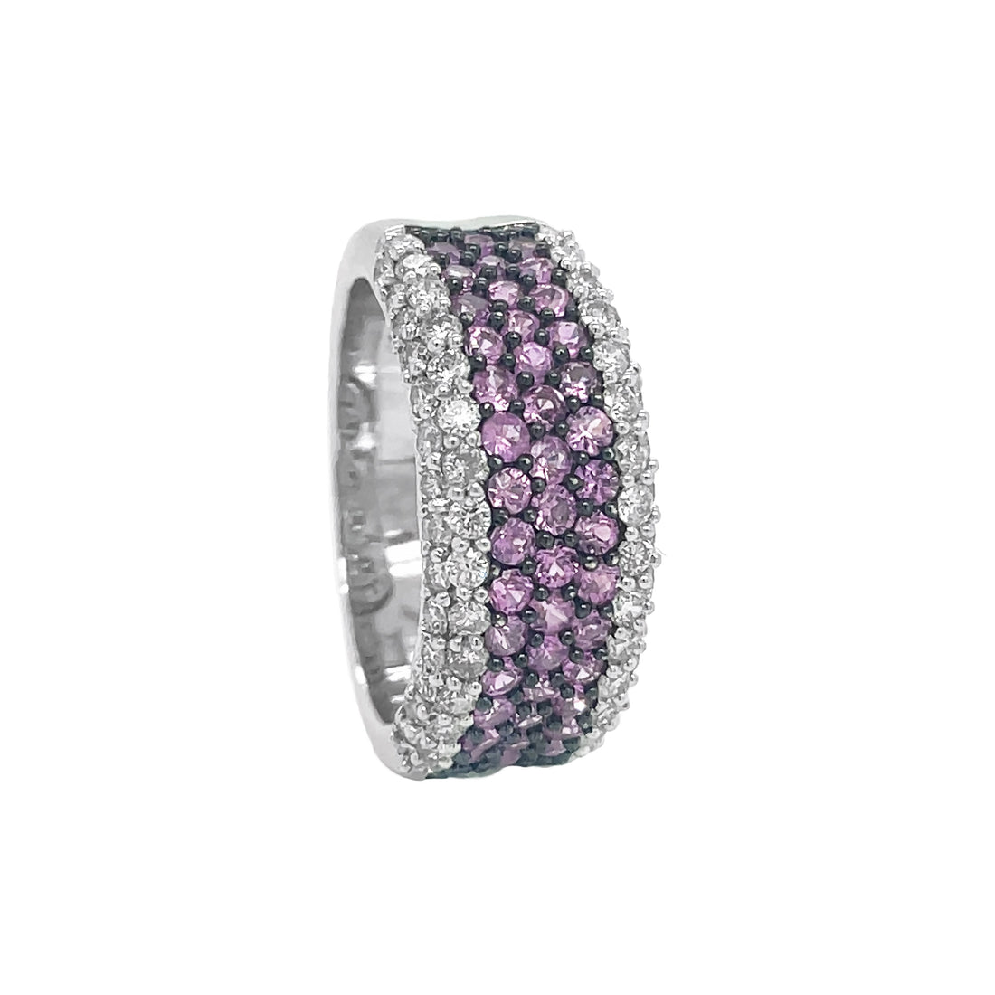 18kt White Gold Diamond and Pink Sapphire Ring