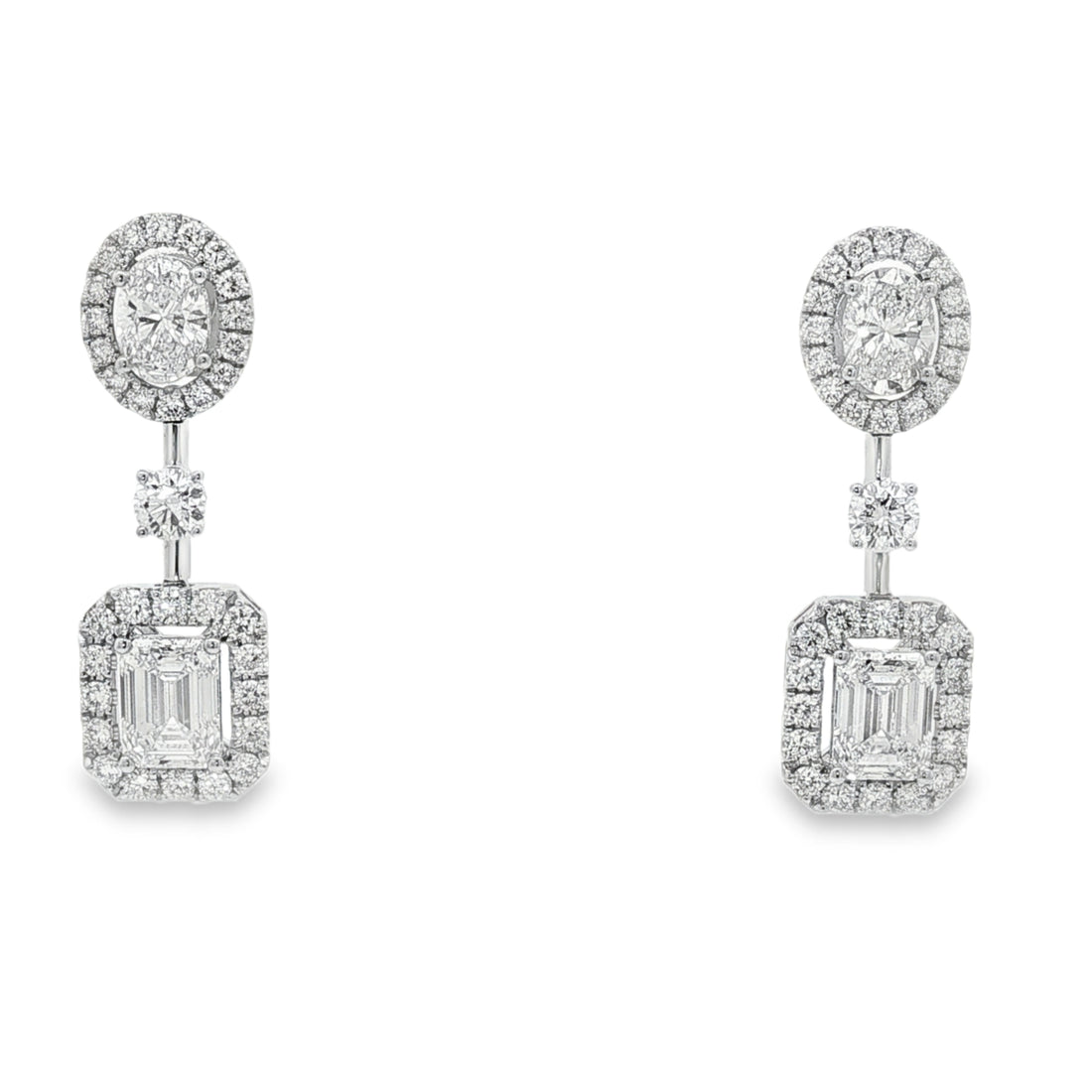 14kt White Gold Lab Diamond Dangling Earrings