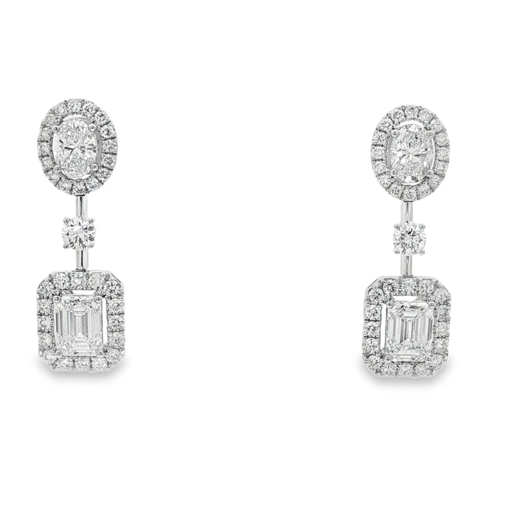 14kt White Gold Lab Diamond Dangling Earrings