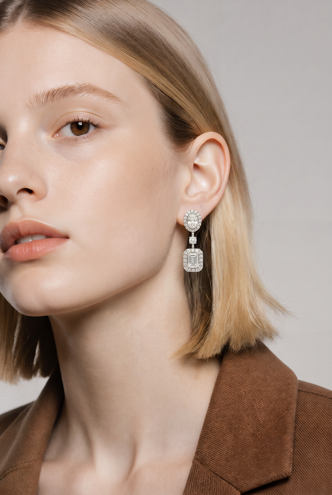 14kt White Gold Lab Diamond Dangling Earrings