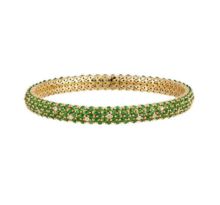 18kt Yellow Gold Diamond and Green Tsavorite Bracelet