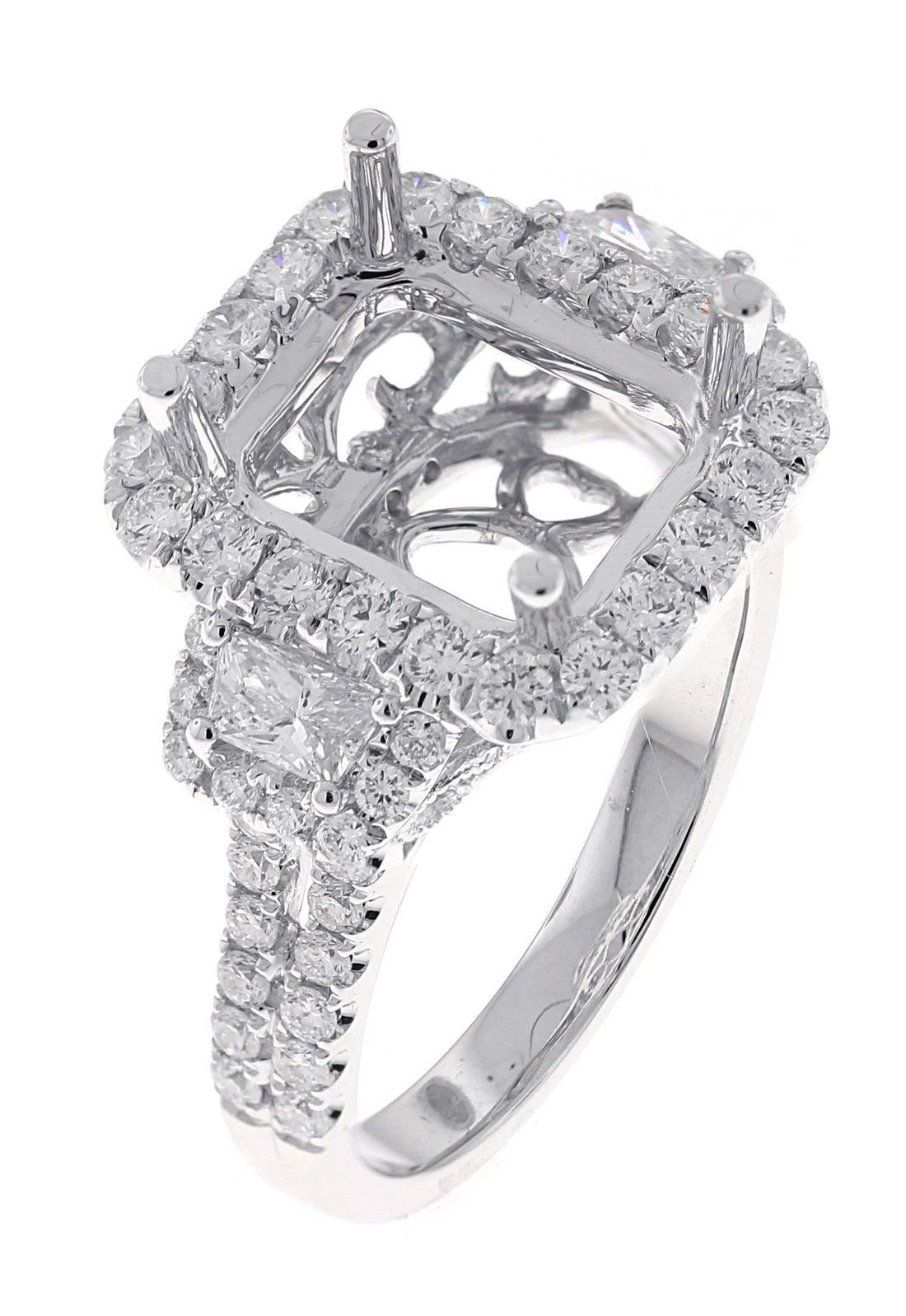 18kt White Gold Diamond Halo Semi Mount