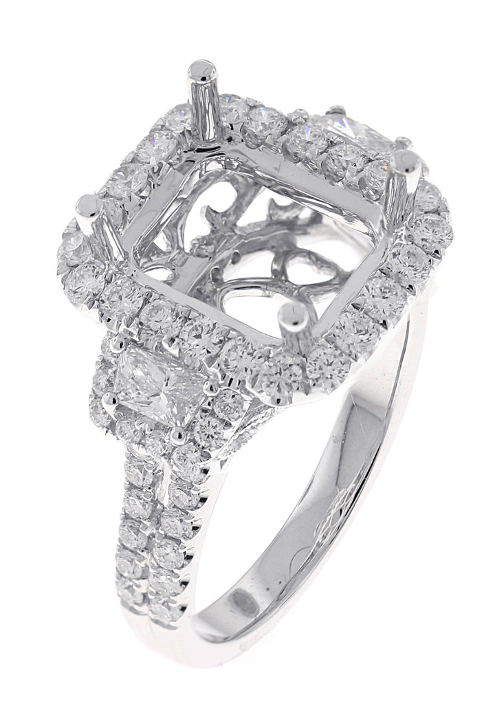 18kt White Gold Diamond Halo Semi Mount