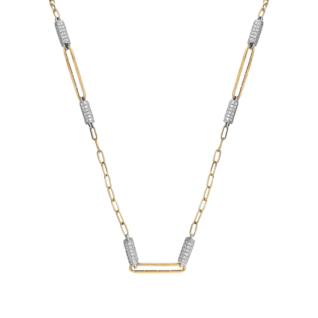 18kt Yellow and White Gold Diamond Link Necklace