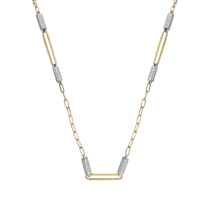 18kt Yellow and White Gold Diamond Link Necklace