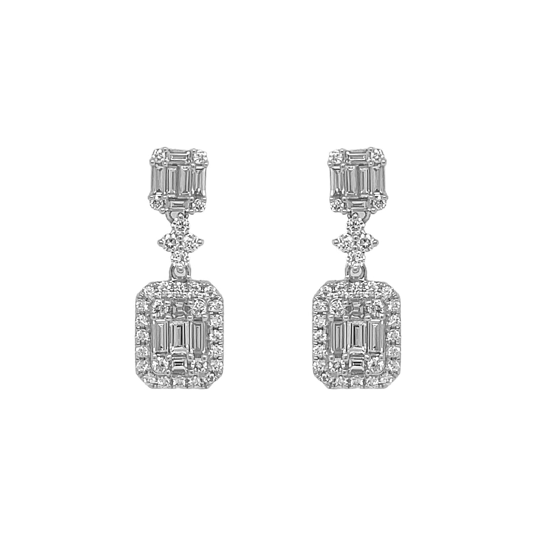 18kt White Gold Diamond Dangling Earrings