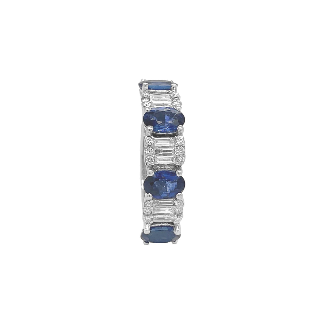 18kt White Gold Diamond and Blue Sapphire Band