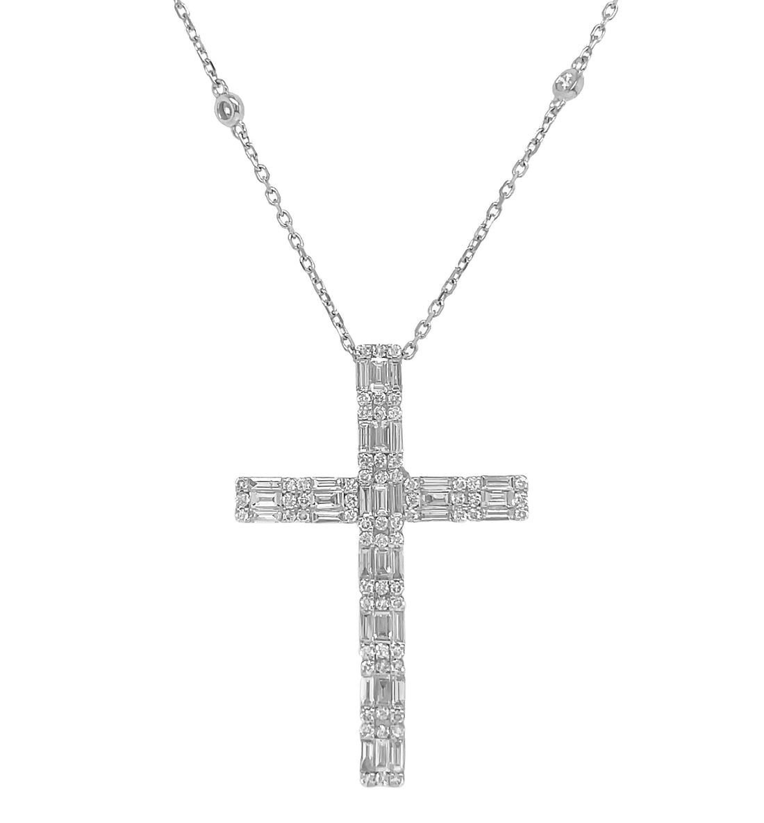 18kt White Gold Diamond Cross Pendant