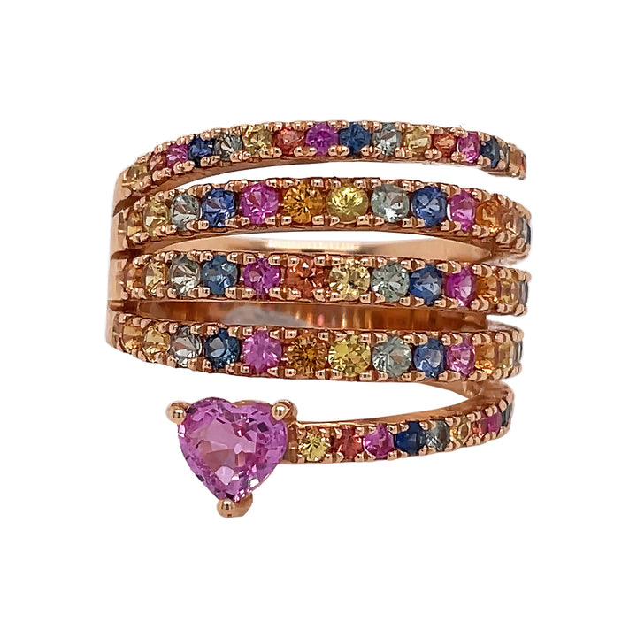 18kt Rose Gold Diamond And Sapphire Ring.