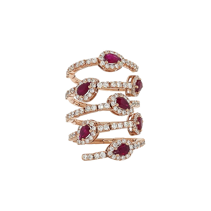 18kt Rose Gold Diamond And Ruby Ring