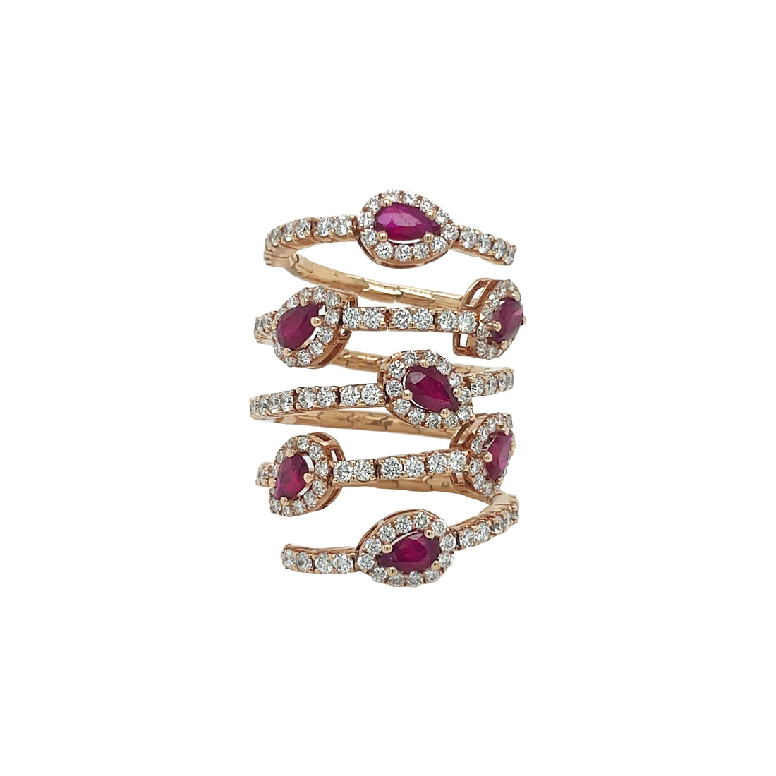 18kt Rose Gold Diamond And Ruby Ring
