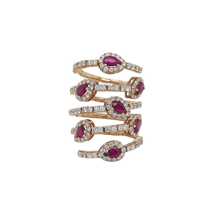 18kt Rose Gold Diamond And Ruby Ring