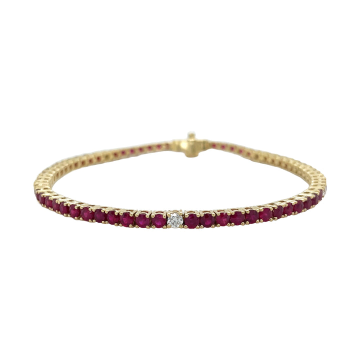 18kt Yellow Gold Diamond and Ruby Tennis Bracelet