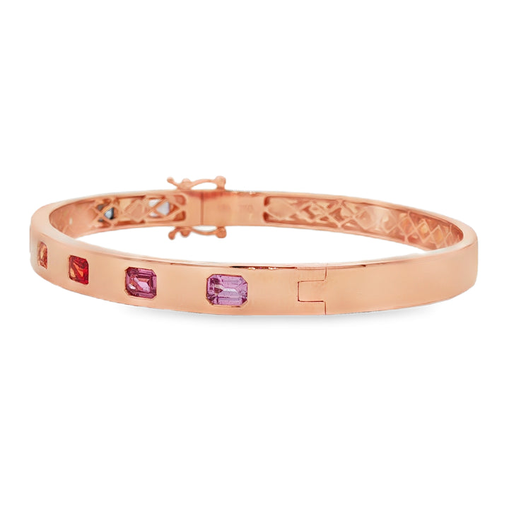 18kt Rose Gold Diamond And Sapphire Bangle