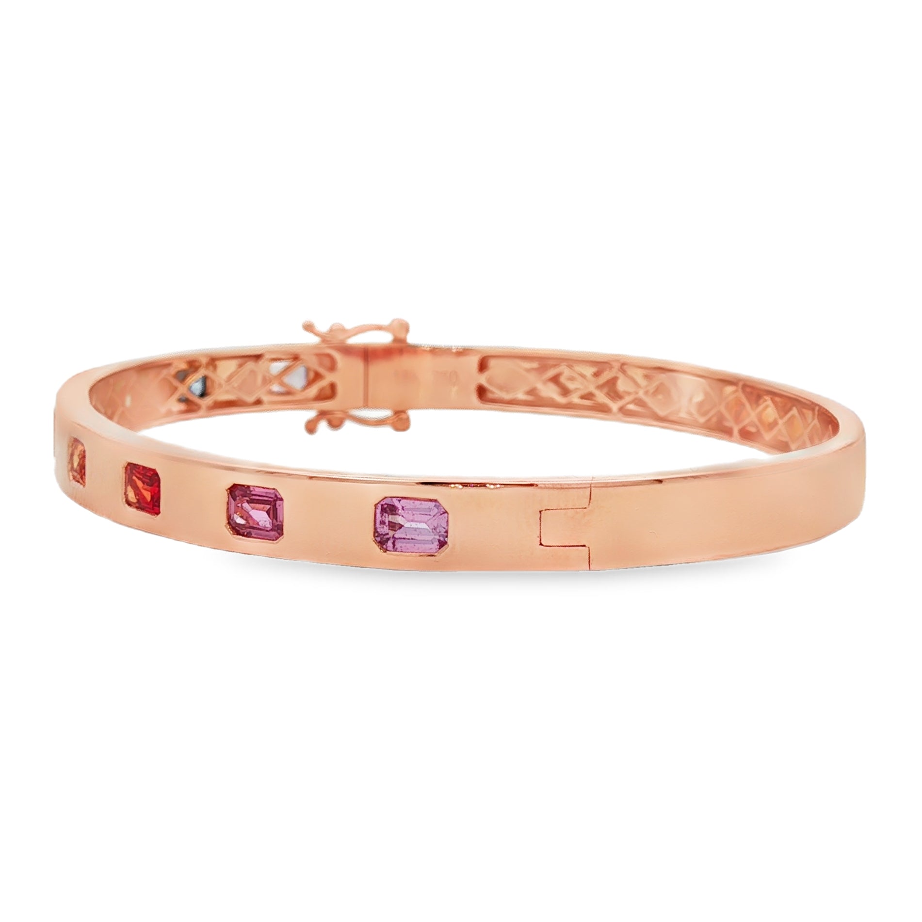 18kt Rose Gold Diamond And Sapphire Bangle