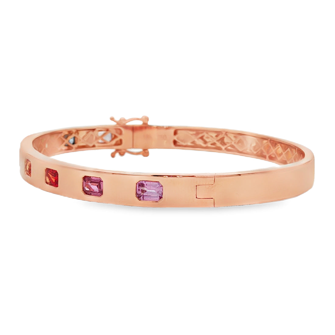 18kt Rose Gold Diamond And Sapphire Bangle