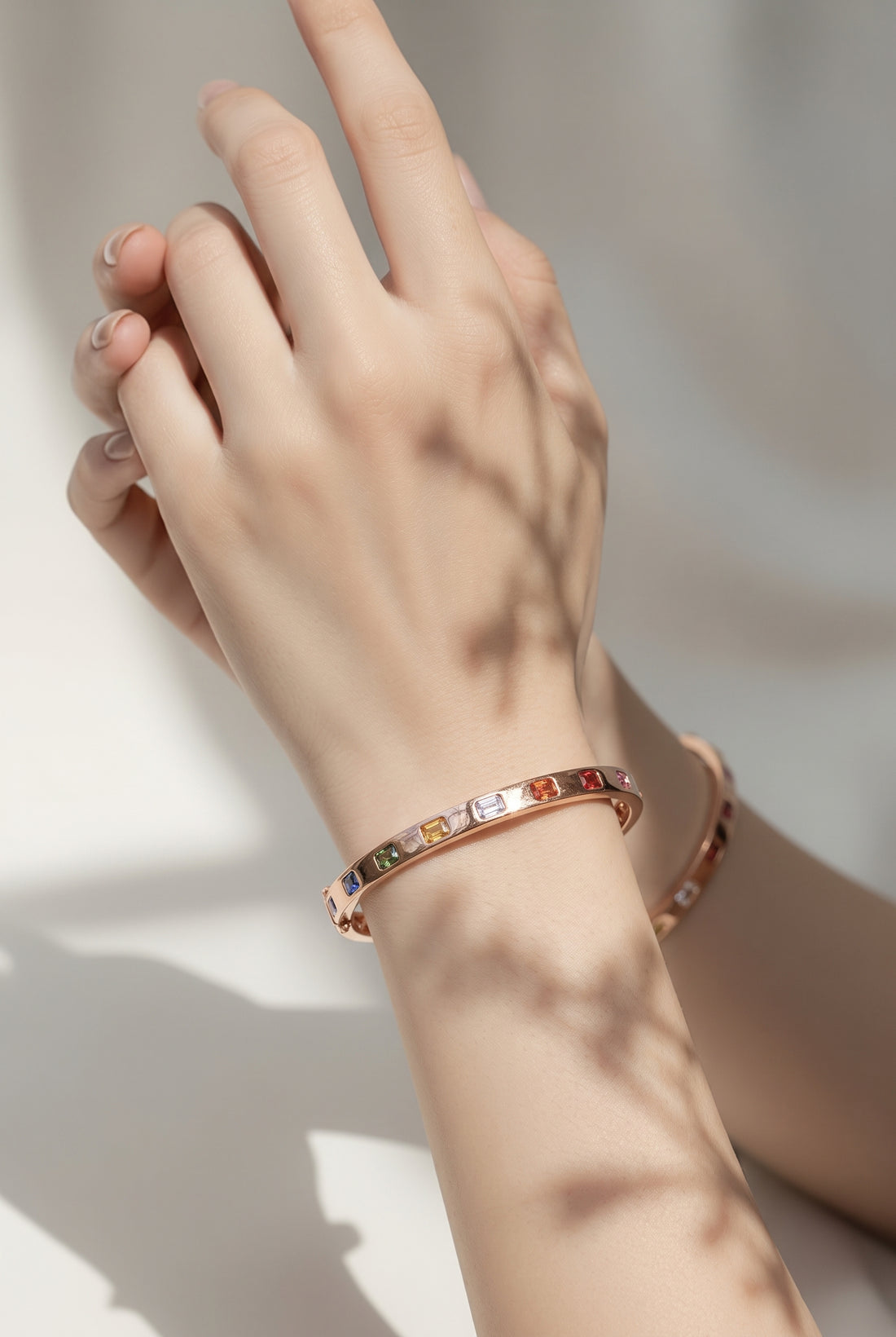 18kt Rose Gold Diamond And Sapphire Bangle