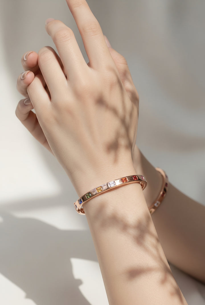 18kt Rose Gold Diamond And Sapphire Bangle