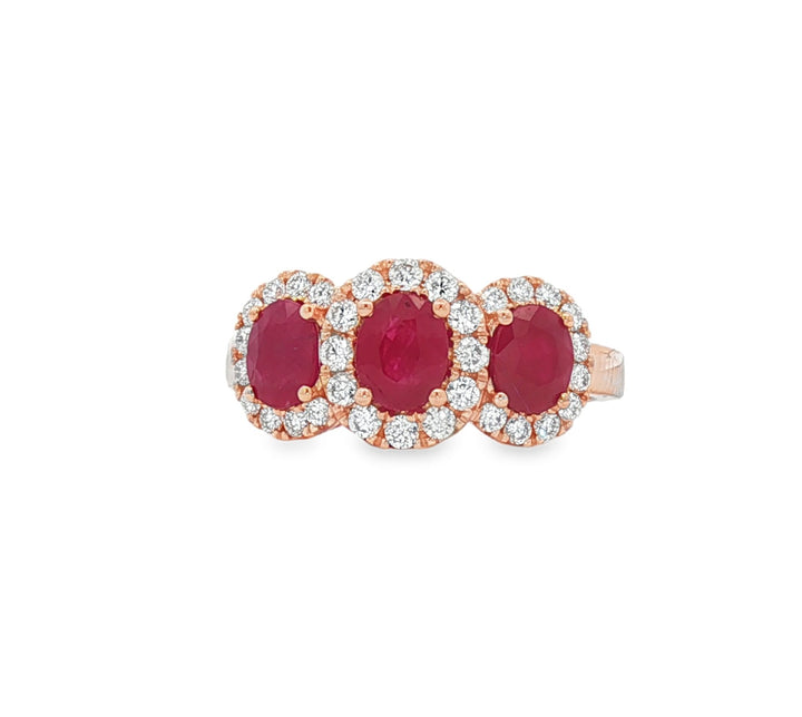 18kt Rose Gold Diamond And Ruby Ring