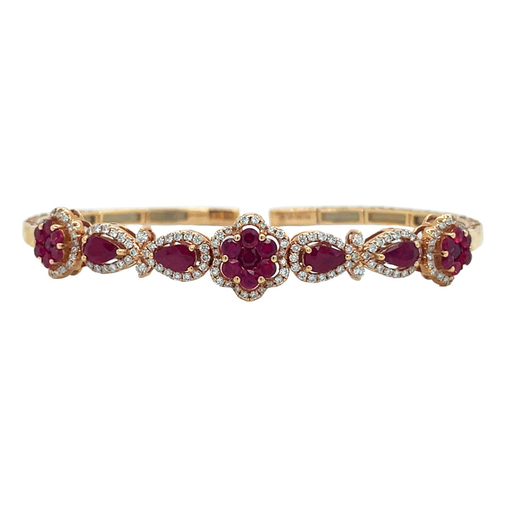 18kt Rose Gold Diamond And Ruby Bangle