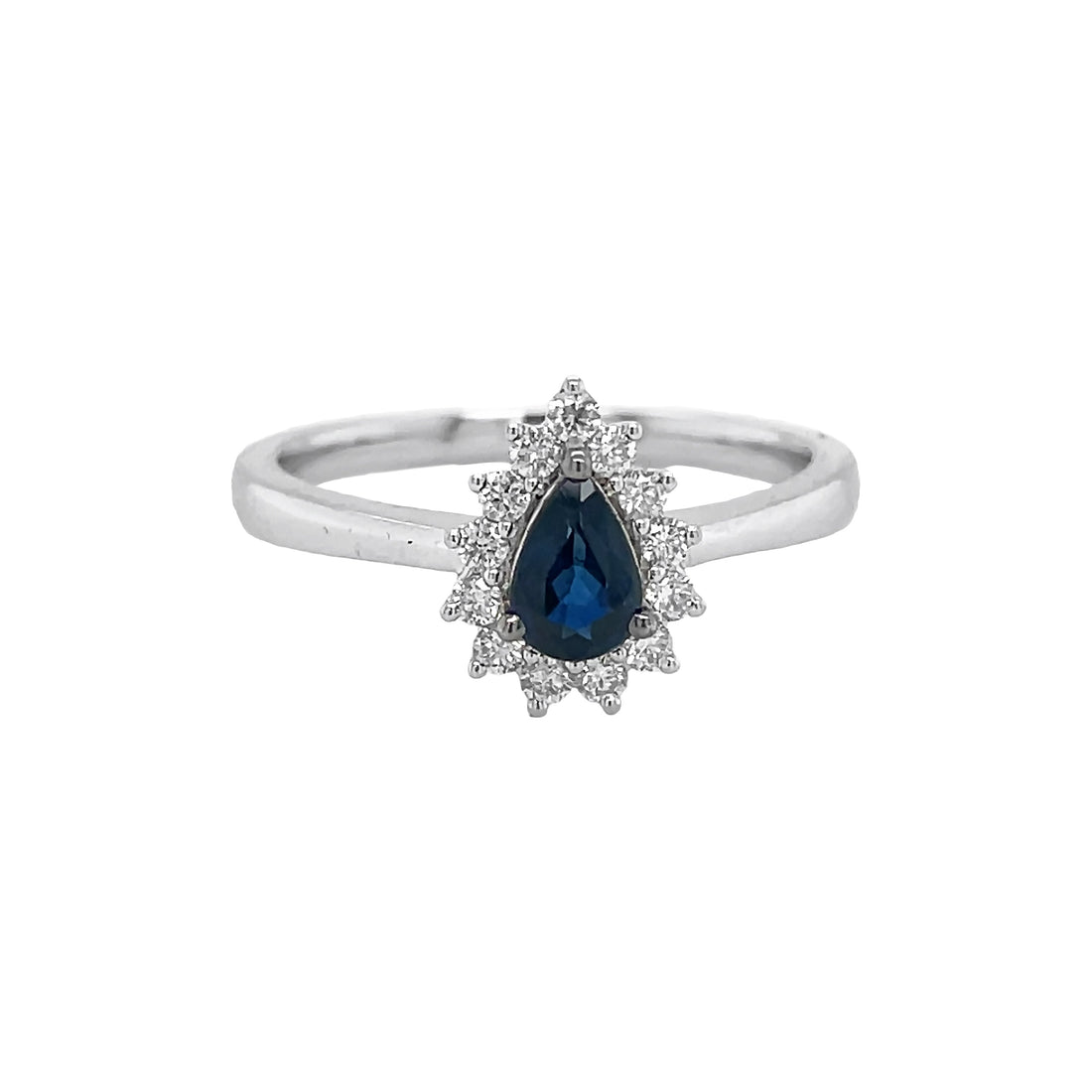 18kt White Gold Diamond and Blue Sapphire Ring