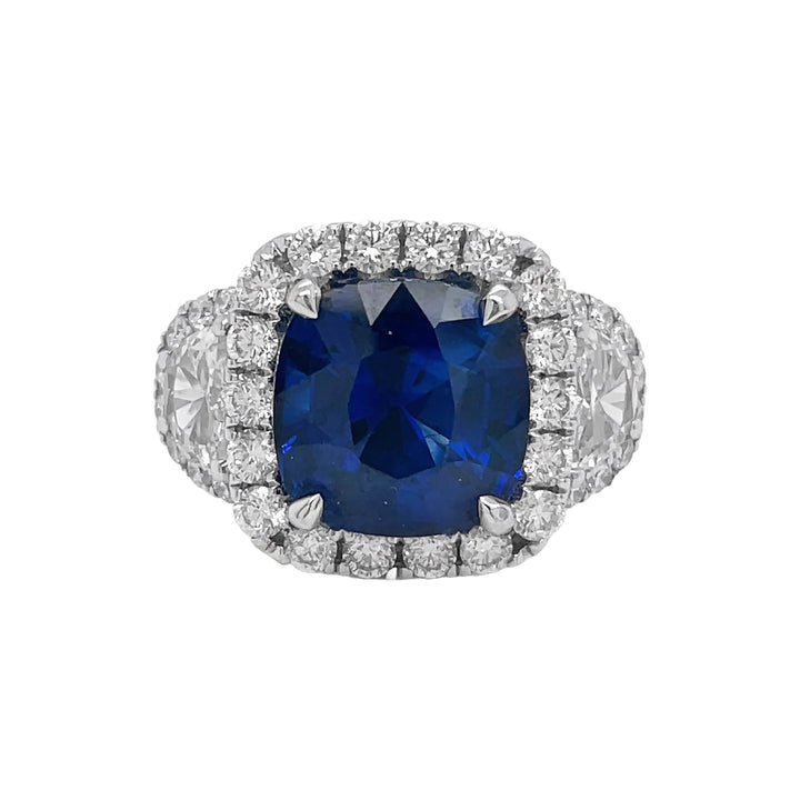18kt White Gold Diamond And GIA Certified Blue Sapphire Ring