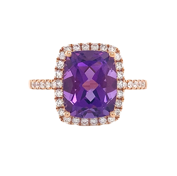 18kt Rose Gold Diamond And Amethyst Ring