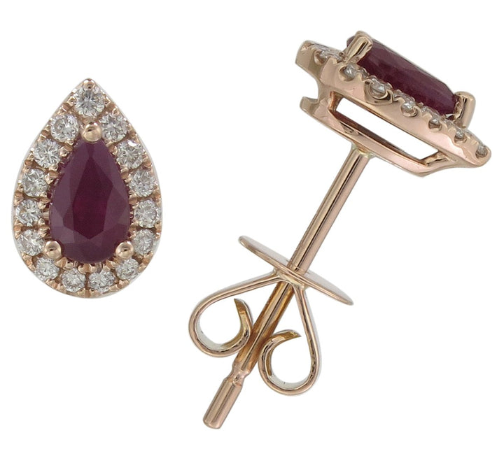 18kt Rose Gold Diamond and Ruby Earrings