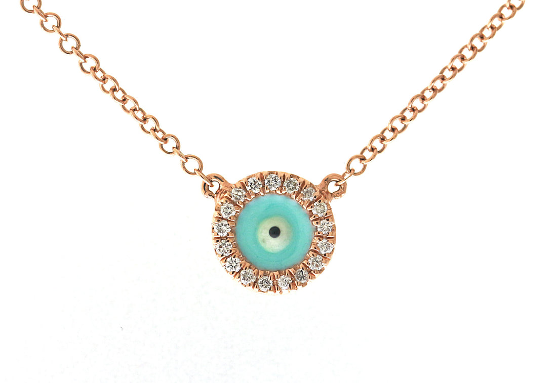 14kt Rose Gold Diamond Evil Eye Necklace