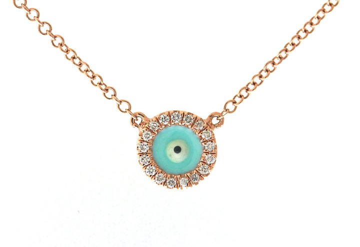 14kt Rose Gold Diamond Evil Eye Necklace