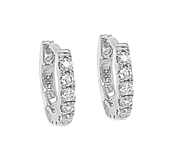 14kt White Gold Diamond Huggie Earrings