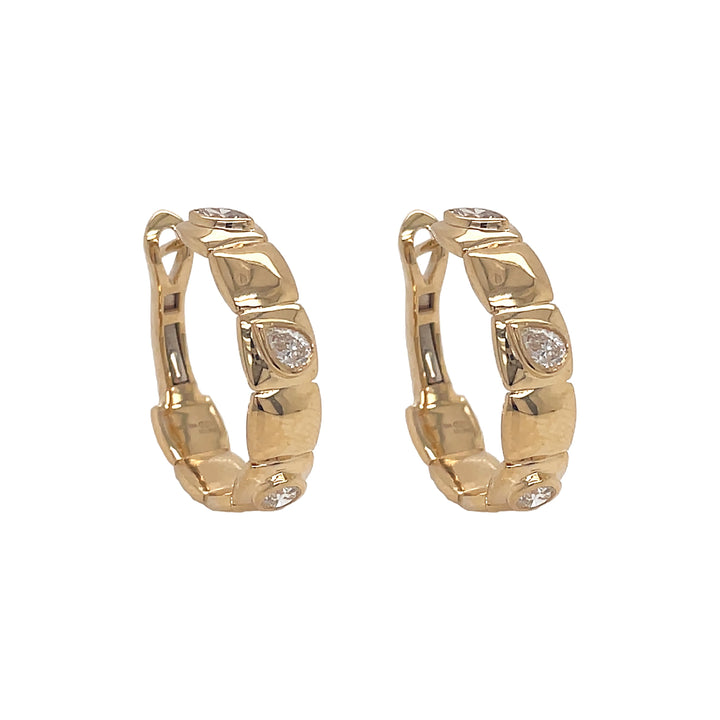 18kt Yellow Gold Diamond Hoops