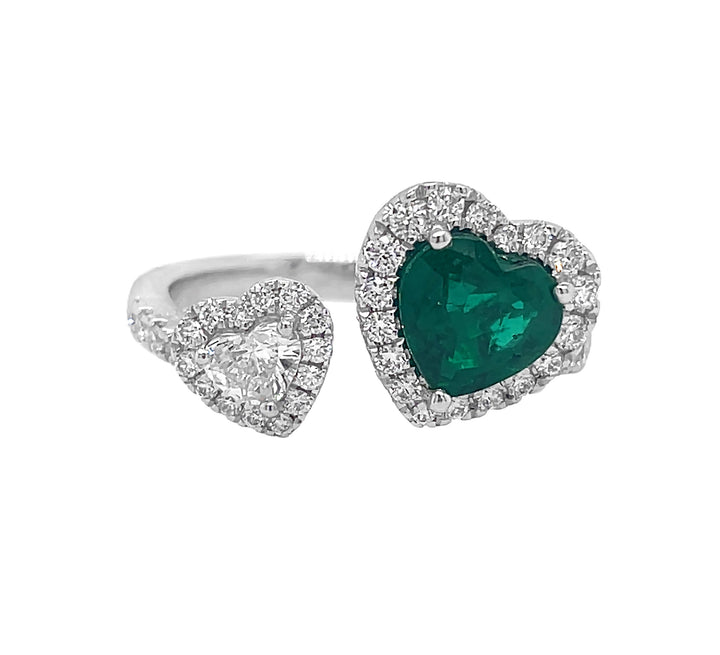 18kt White Gold Diamond and Emerald Ring