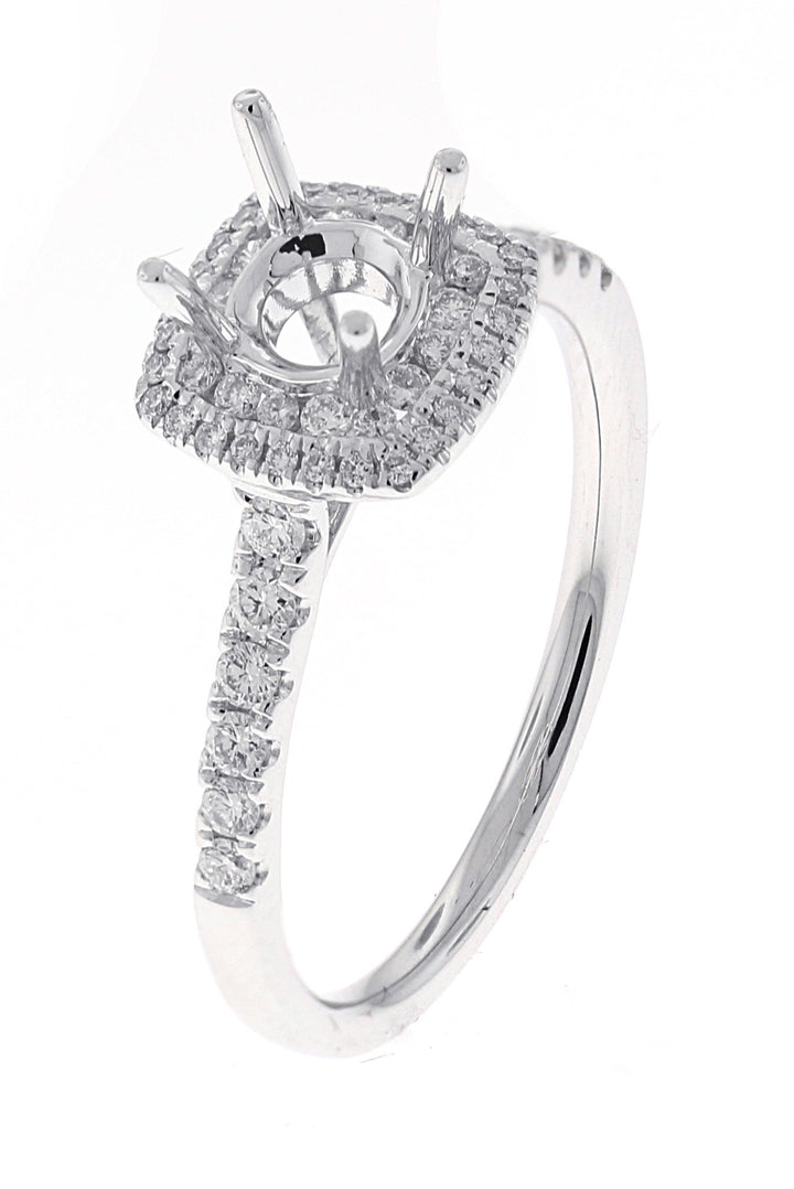 18kt White Gold Diamond Halo Semi Mount