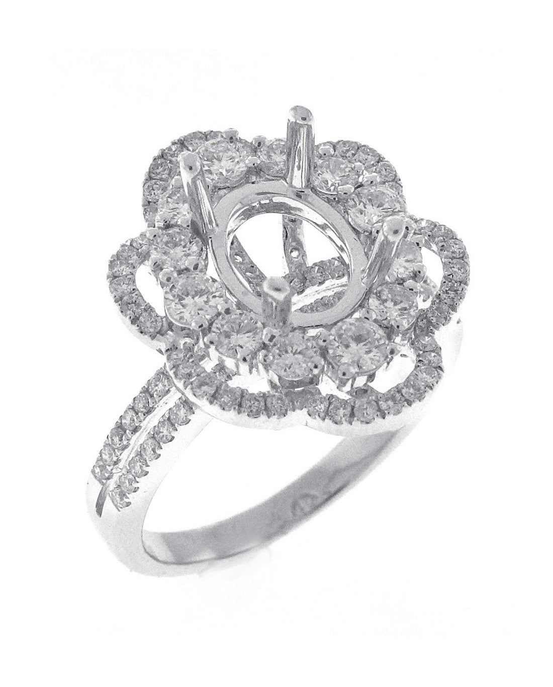 18kt White Gold Diamond Halo Semi Mount