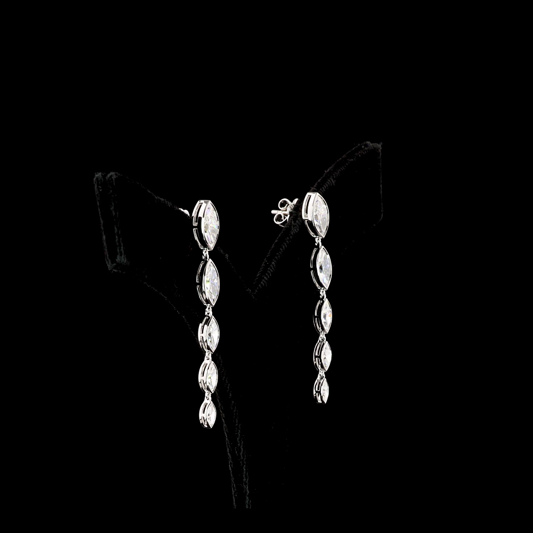 14kt White Gold Lab Diamond Dangling Earrings
