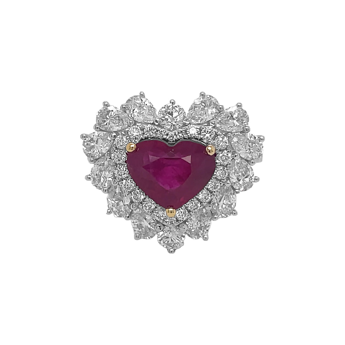 18kt White Gold Diamond And Ruby Ring