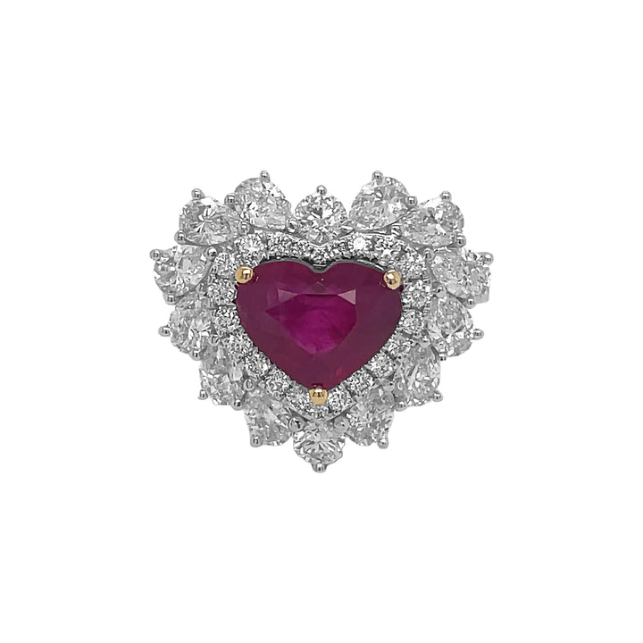 18kt White Gold Diamond And Ruby Ring