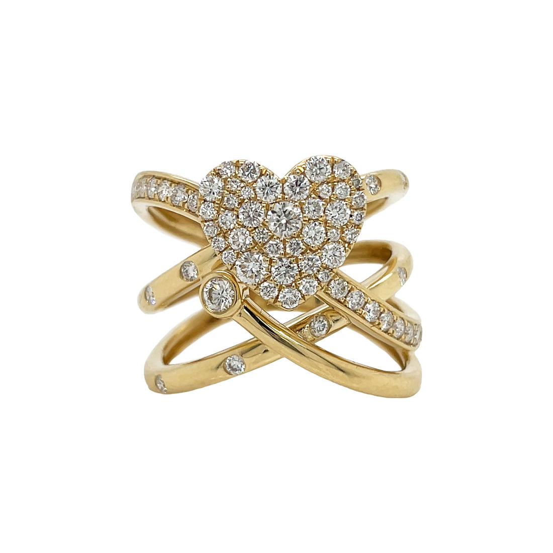 18kt Yellow Gold Diamond Heart Shaped Ring