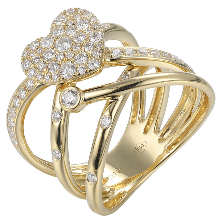 18kt Yellow Gold Diamond Heart Shaped Ring