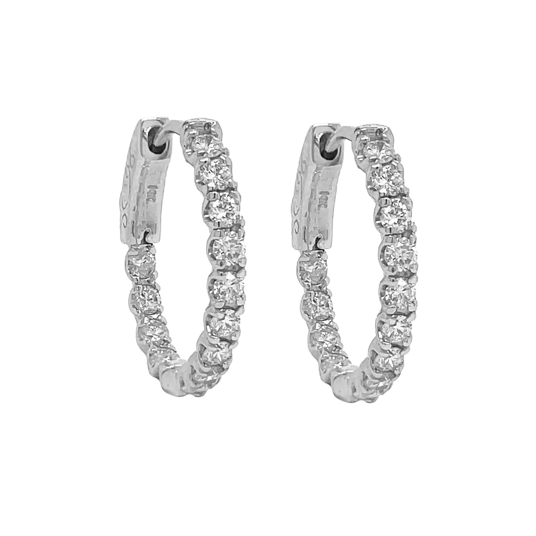14kt White Gold Diamond Hoops